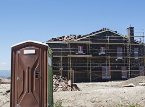 porta potty on a construction site