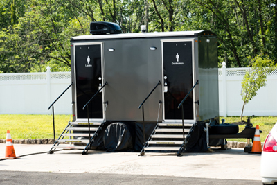deluxe portable toilet outdoors