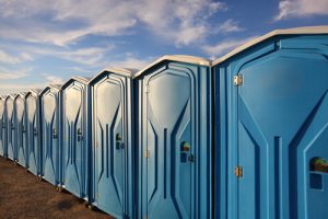 line of porta potties