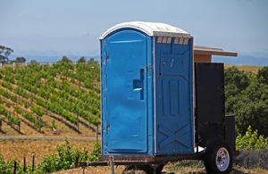 porta potty at a wine vineyard