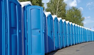 line of porta potties